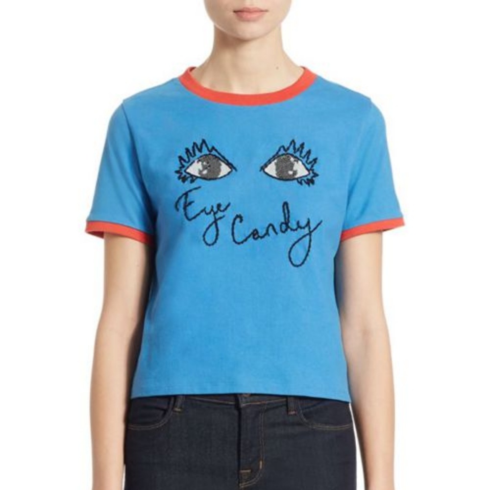Alice + Olivia Eye Candy Cindy Crop Tee Small
